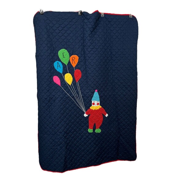 Other - Vintage Handmade Quilt Baby Kid's Clown Balloons Circus Alphabet Primary Colors